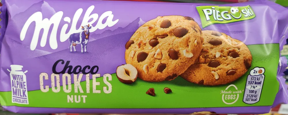 Choco cookies nuts Pieguski