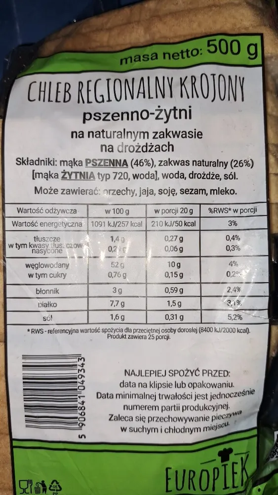 Chleb Regionalny Krojony