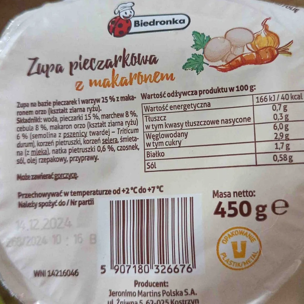 Zupa pieczarkowa z makaronem