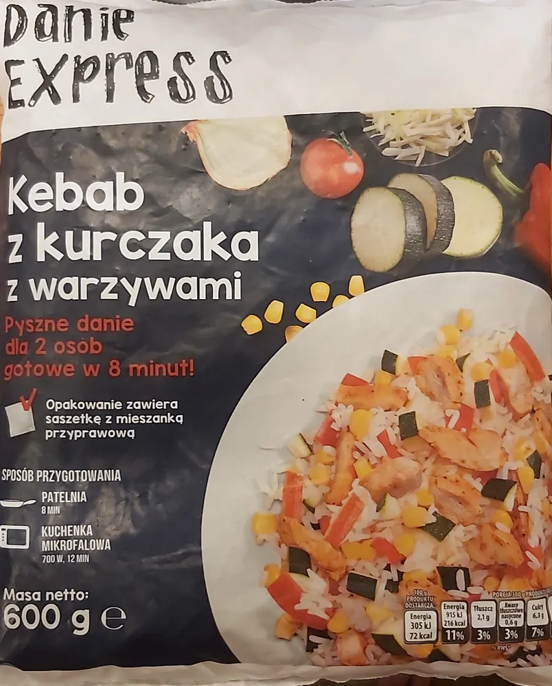 Kebab z kurczaka z warzywami