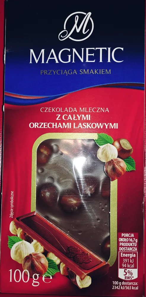 Czekolada mleczna z całymi orzechami laskowymi