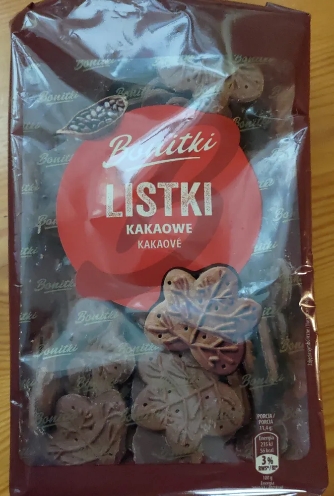 ciastka listki kakaowe