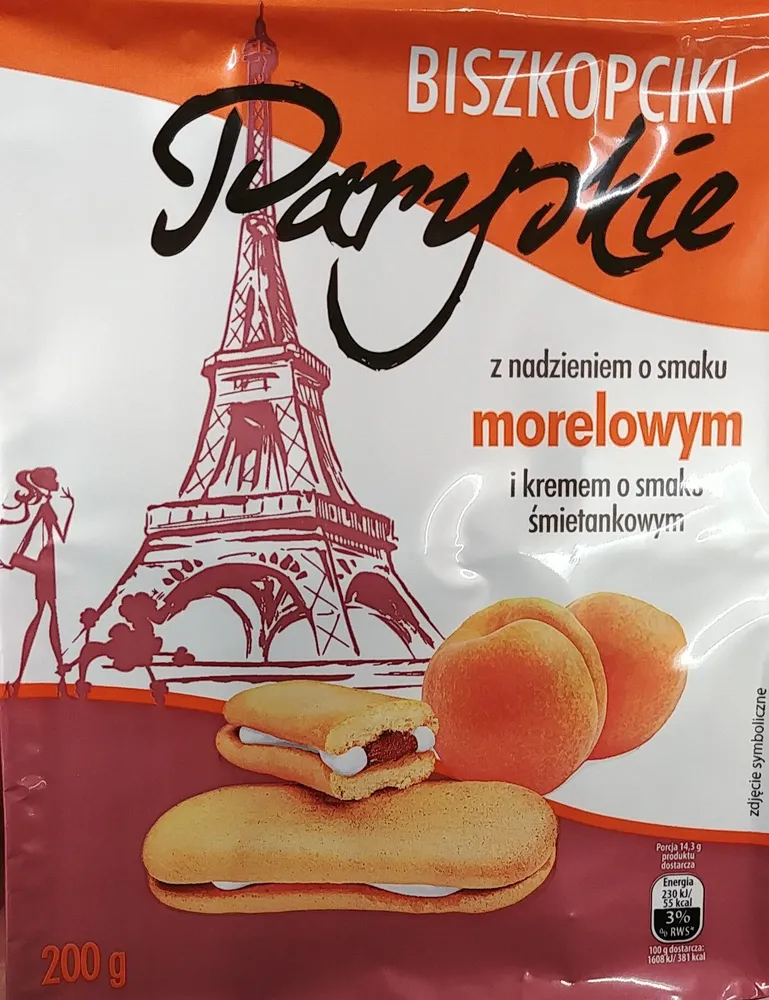 Biszkopciki Paryskie z nadzieniem o smaku morelowym