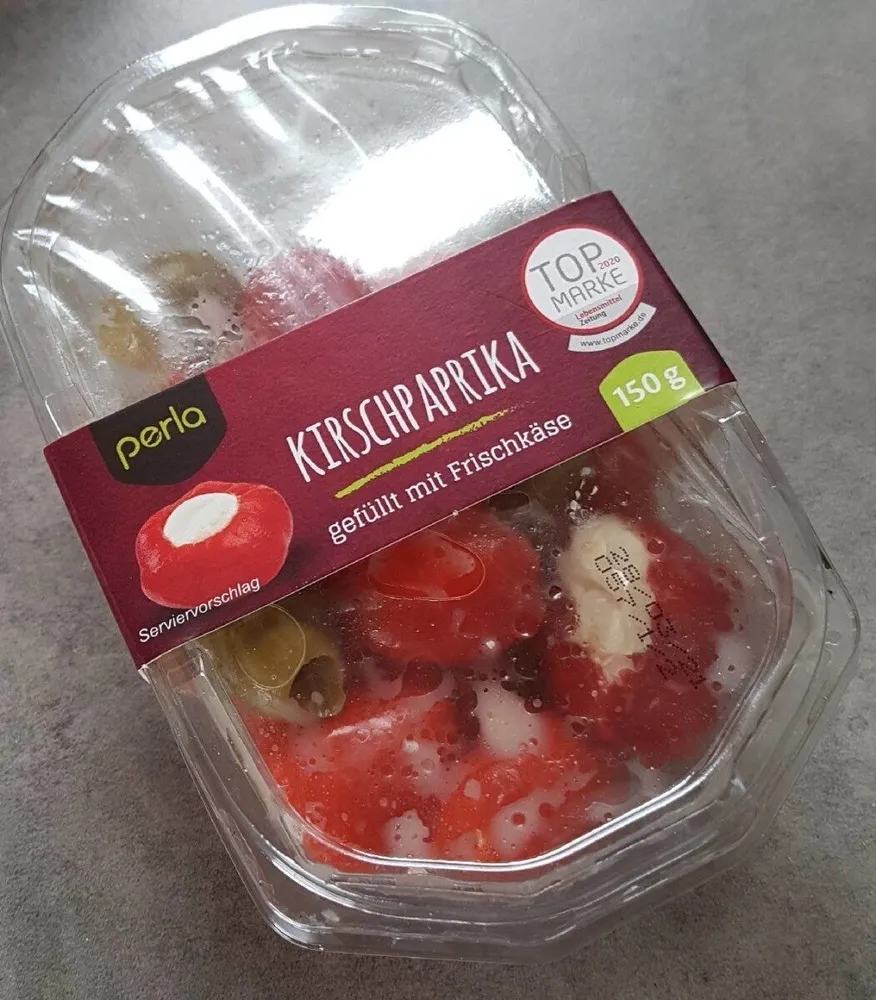 Kirschpaprika gefüllt mit Frischkäse
