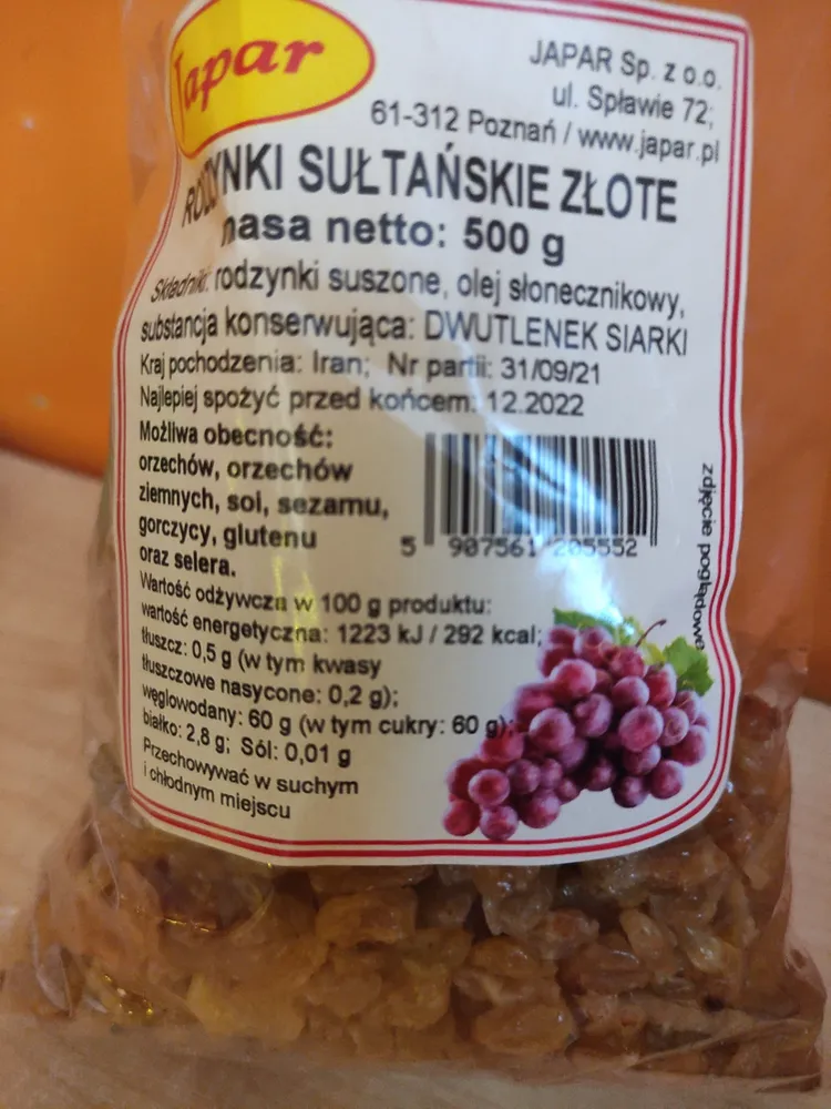rodzynki sułtańskie złote