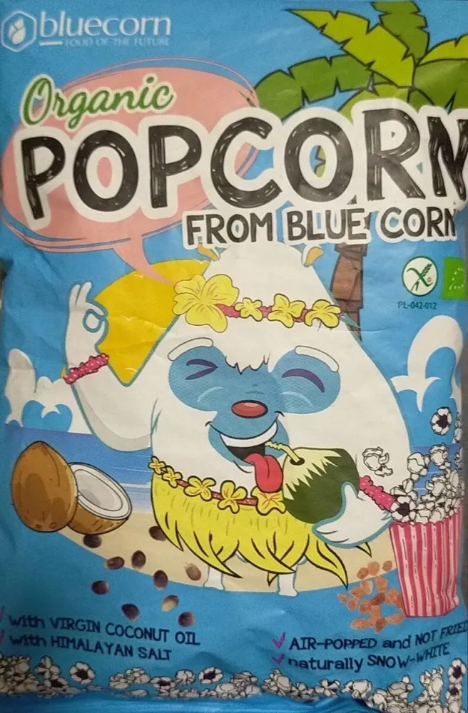 Organic popcorn from blue corn