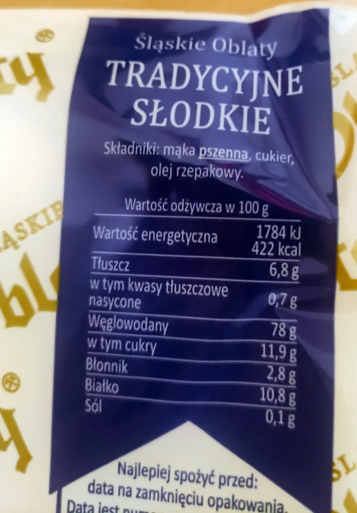 Śląskie oblaty tradycyjne słodkie