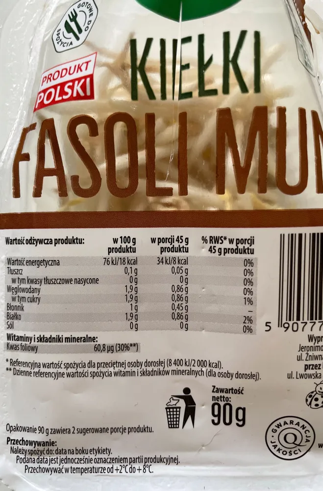Kiełki fasoli mung