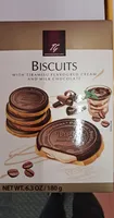 Deliciously baked cookies biscuits with tiramisu flavored cream covered with chocolate