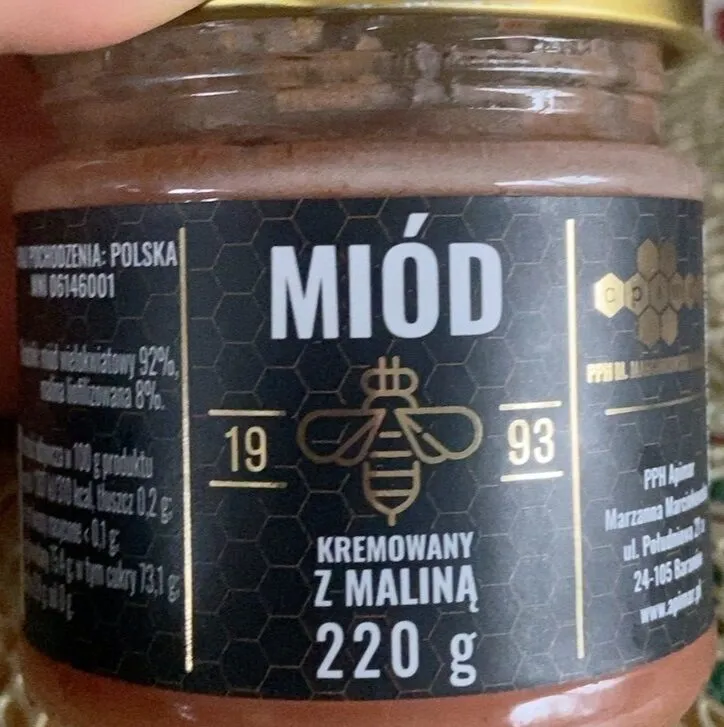 Miód kremowy z maliną