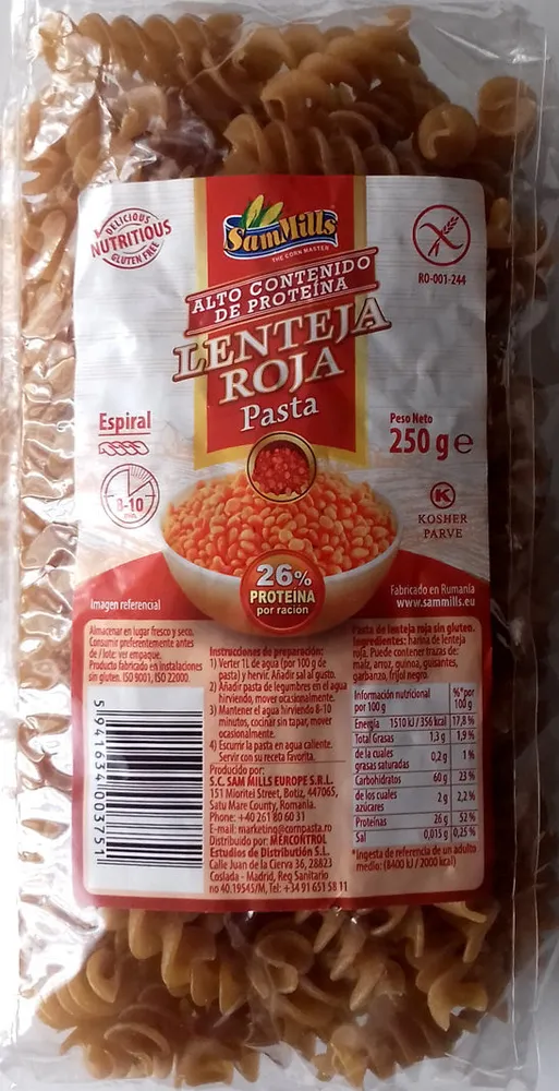 Pasta Lenteja Roja