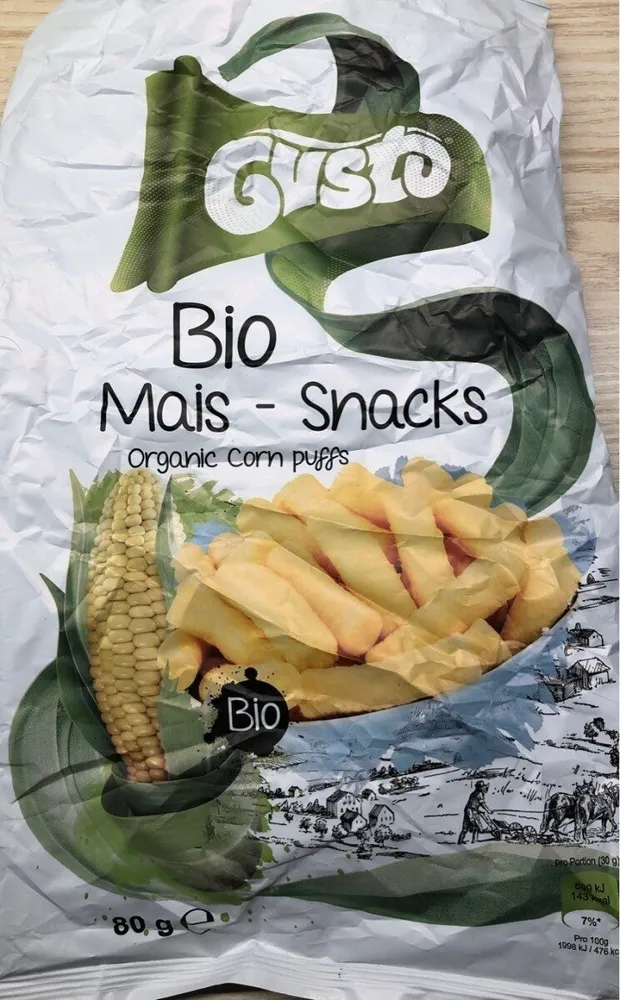 Organic corn puffs