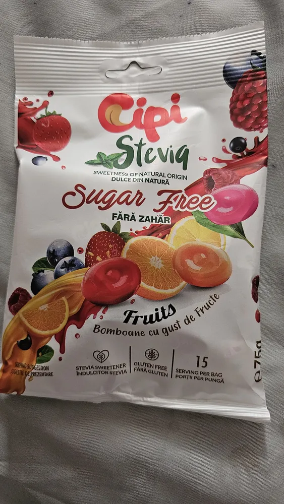 Bomboane cu gust de fructe fără zahăr