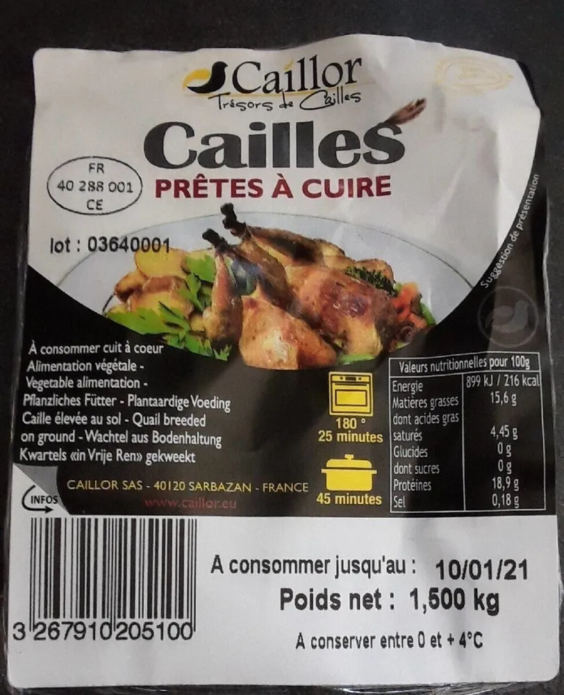 Cailles pretes a cuire