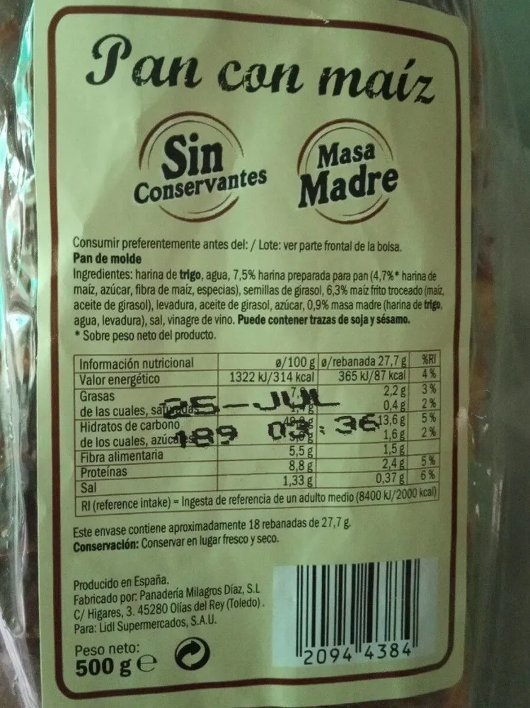 Pan con maiz