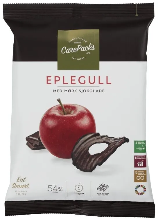 Dark chocolate coated apple crisps