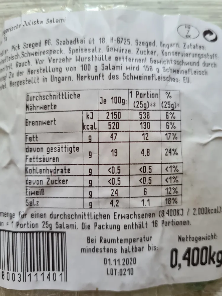 Echt Ungarische Juliska Salami
