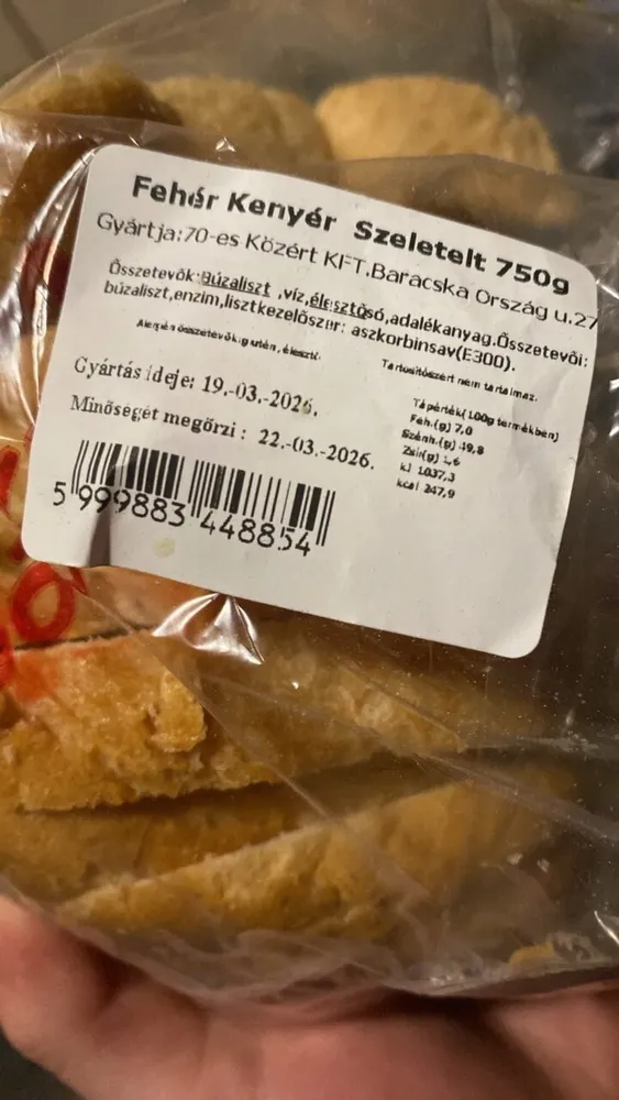 Fehér Kenyér Szeletelt