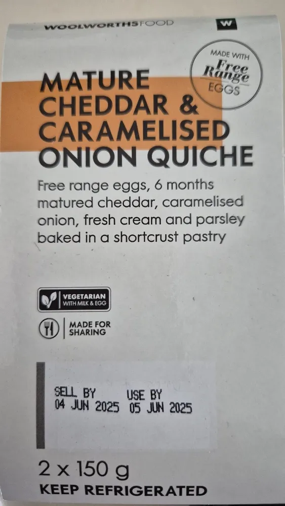 Future Cheddar & Caramelized Onion Quiche