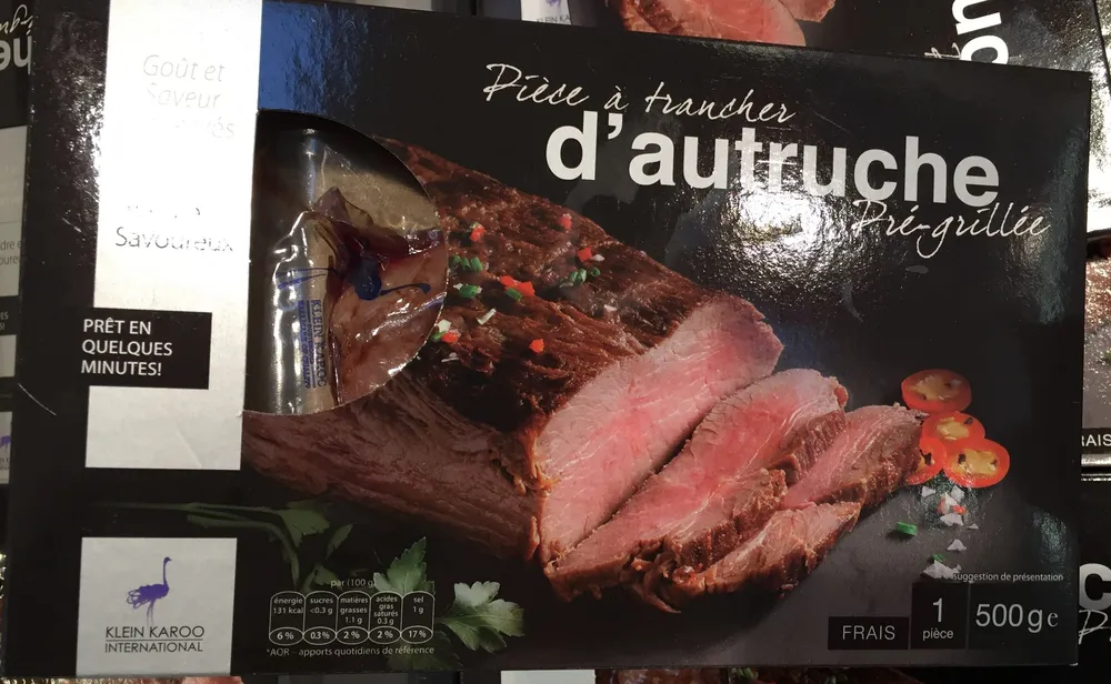 Pièce à trancher d'autruche pré-grillée