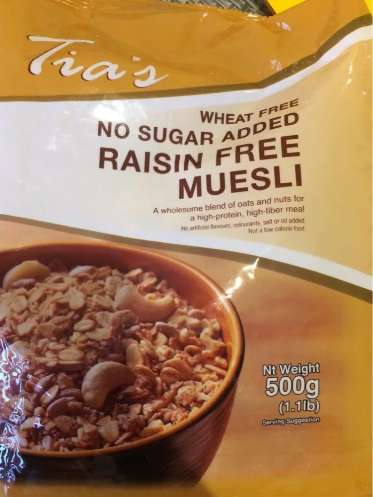 Raisin free muesli no sugar added