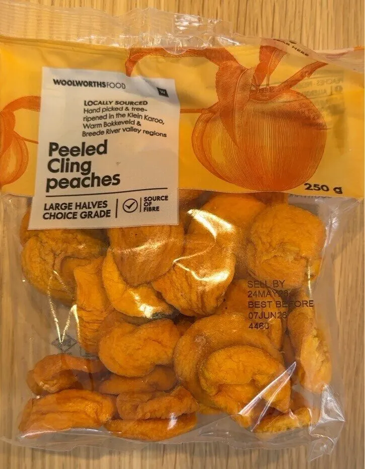 Peeled cling peaches
