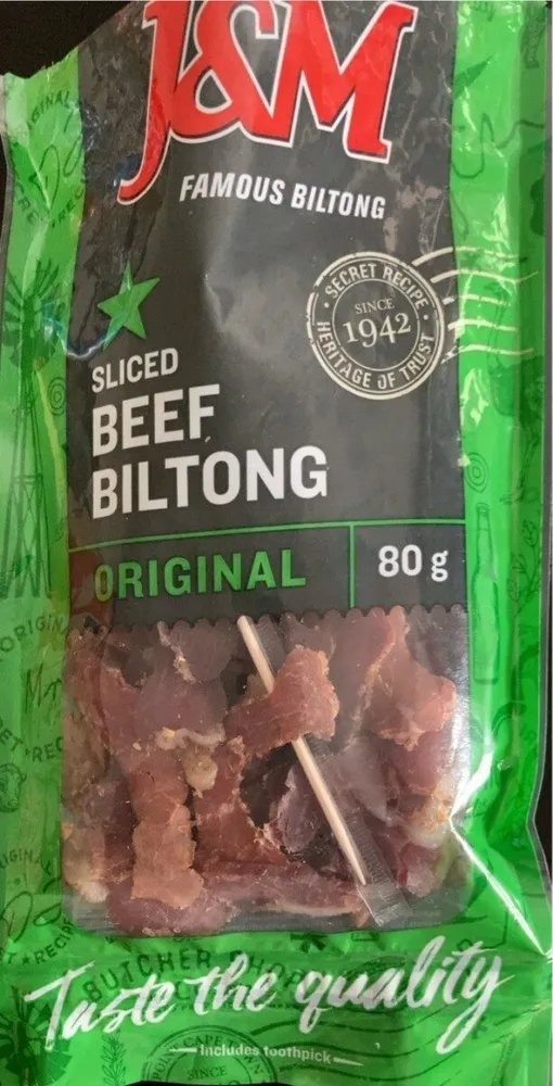 Sliced beef biltong