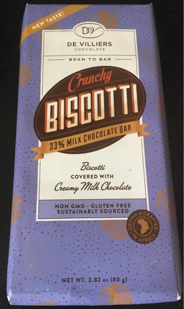 De Villiers Crunchy Biscotti Milk Chocolate Bar