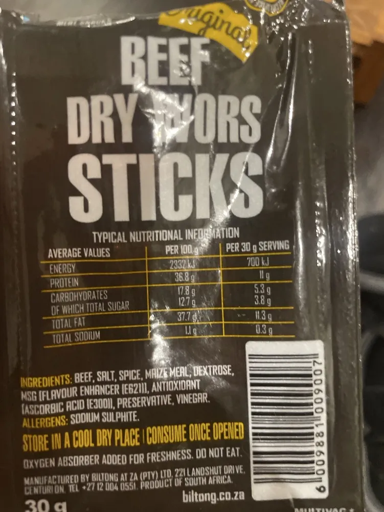 Beef Dry Wors Sticks