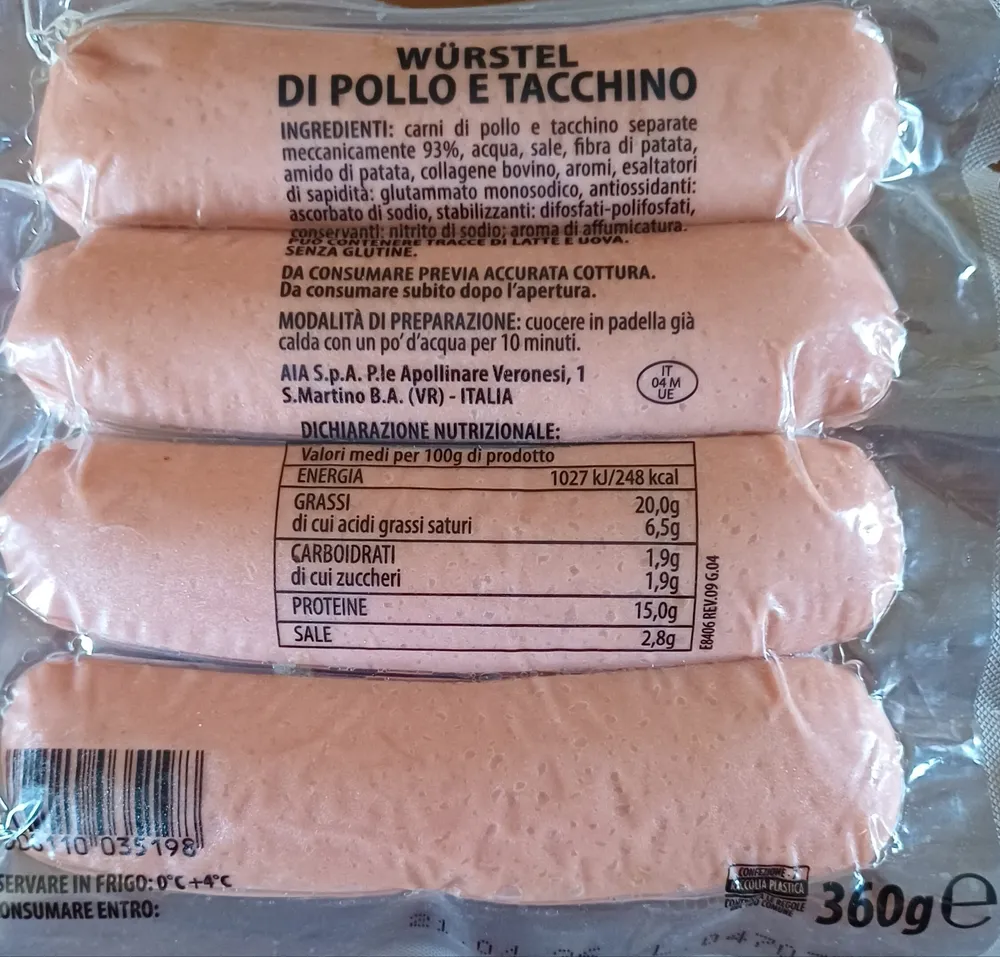 Wurstel di Pllo e Tacchino