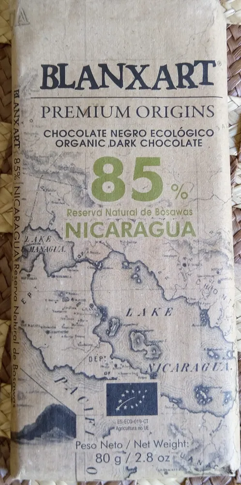 chocolate negro ecologico 85% Nicaragua