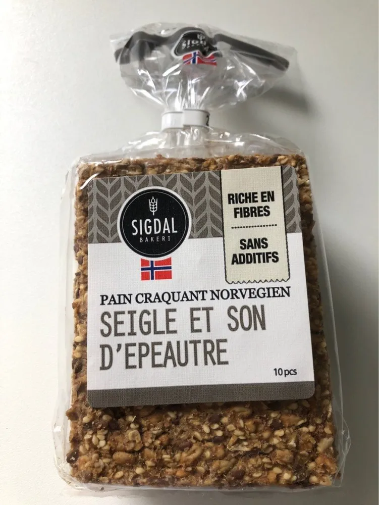 Pain craquant norvegien seigle et son d'epeautre