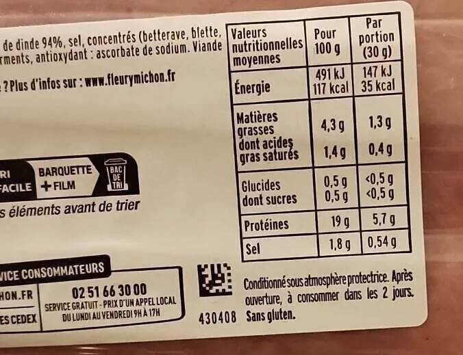 Jambon de  dinde halal