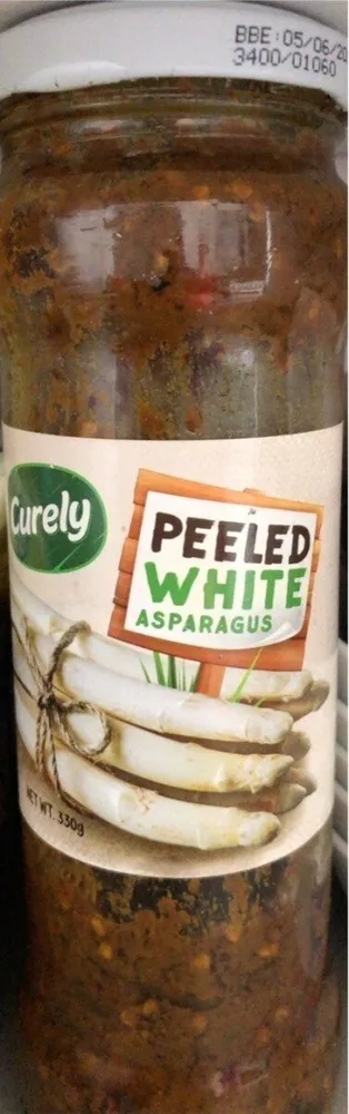 Peeled white asparagus
