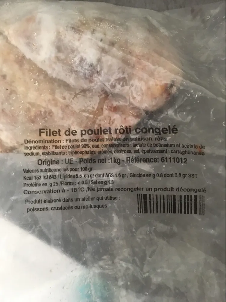 Filet de poulet rôti congelé