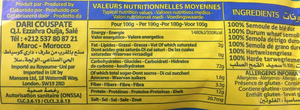 Dari Couscous Moyen 5 KG