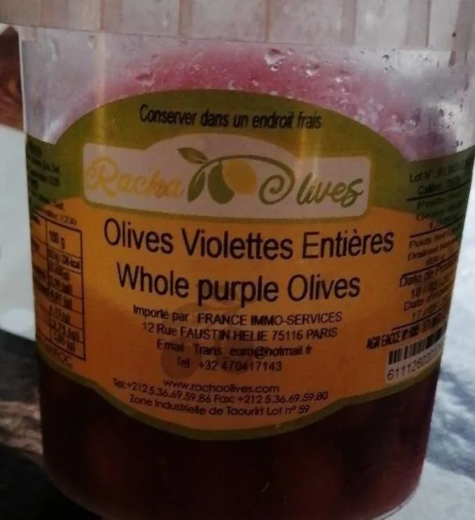 Olives violettes entières