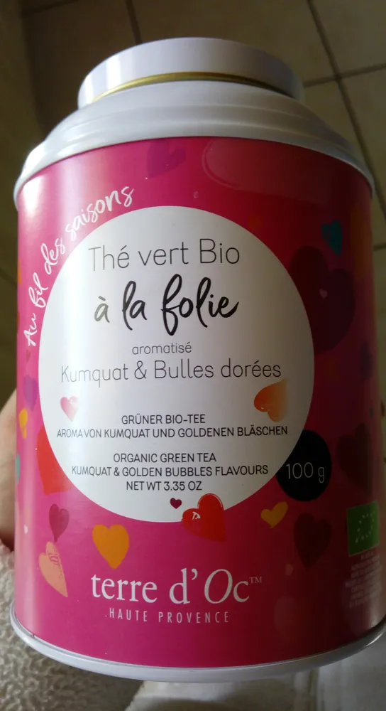 thé vert bio kumquat et bulles dorées