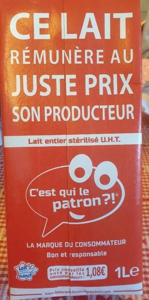 Lait entier stérilisé U.H.T.