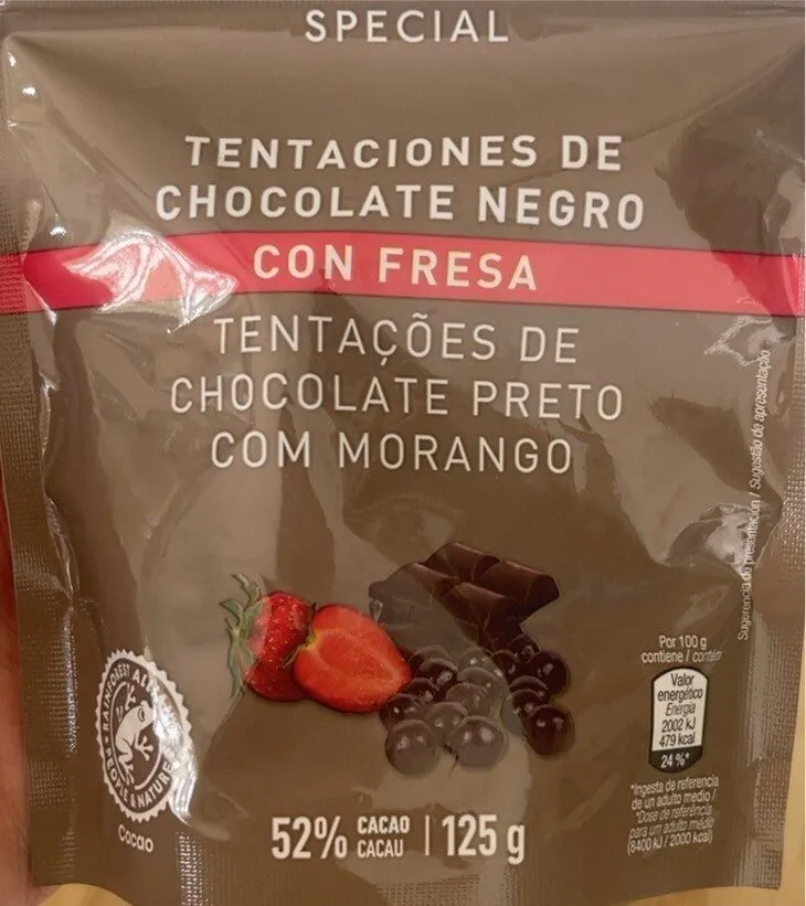 Tentaciones de chocolate negro con fresa