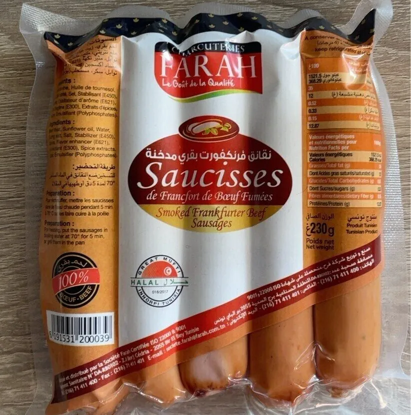 Saucisses de Francfort de Boeuf fumées