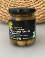Olives vertes fendues ail & herbes