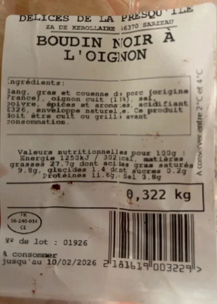 Boudin noir à l’oignon