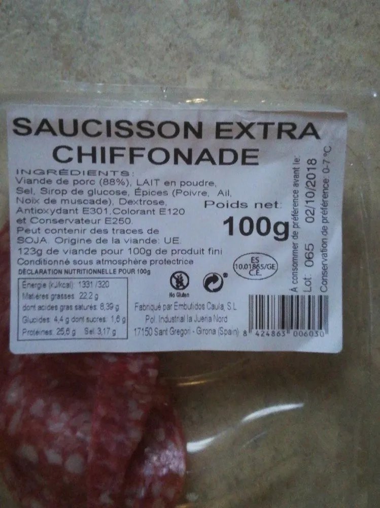 Saucisson extra chiffonade