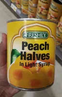 Freshly peaches halves in light syrup