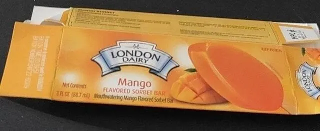 Mango flavored sorbet bar