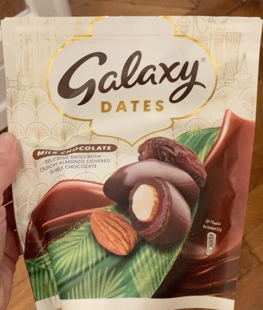 Dates with Almonds Covered in Milk Chocolate