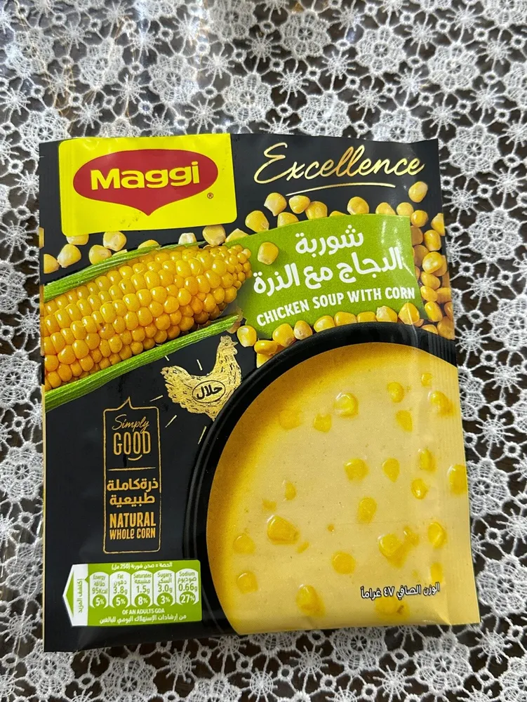 Maggi chicken soup with corn