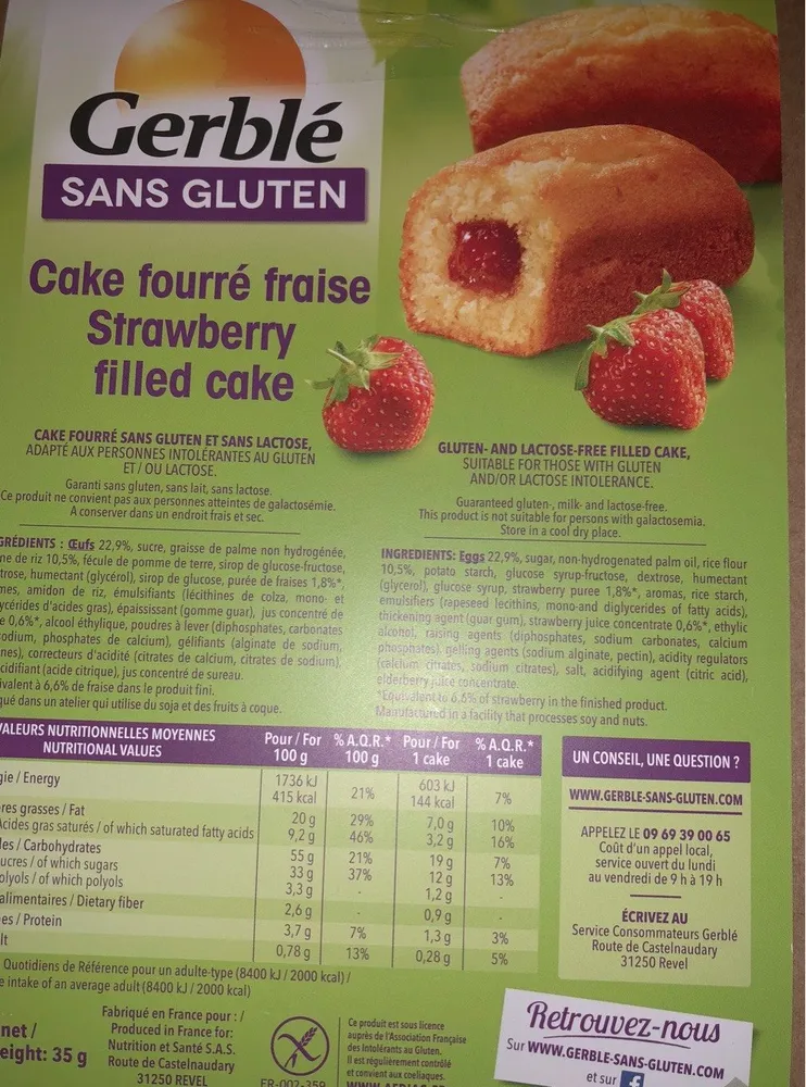 Cake fourre fraise