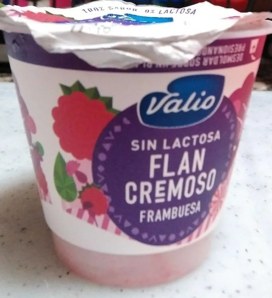 Flan cremoso sin lactosa frambuesa